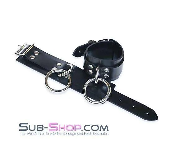 1700A      Black Tie Affair Rubber Bondage Wrist Cuffs
