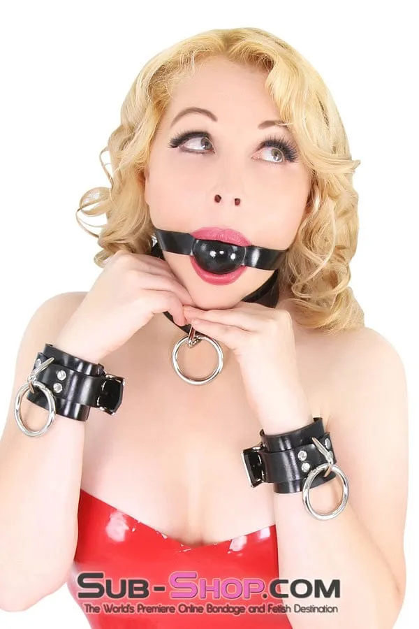 1700A      Black Tie Affair Rubber Bondage Wrist Cuffs