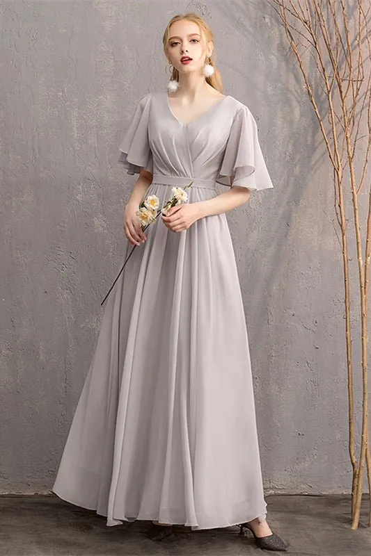 4 Styles Rust Orange Chiffon Long Mismatched Bridesmaid Dresses
