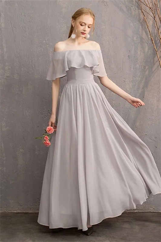 4 Styles Rust Orange Chiffon Long Mismatched Bridesmaid Dresses