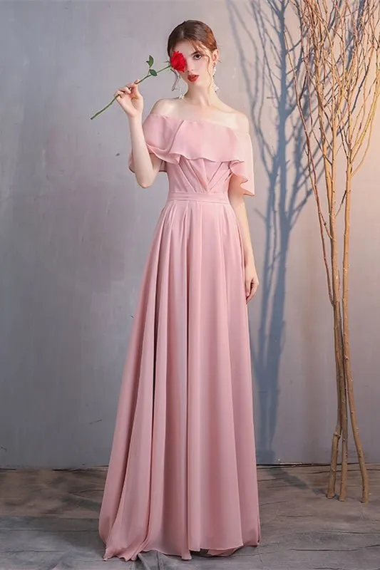 4 Styles Rust Orange Chiffon Long Mismatched Bridesmaid Dresses