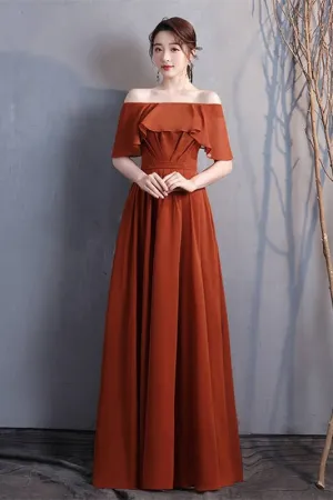 4 Styles Rust Orange Chiffon Long Mismatched Bridesmaid Dresses