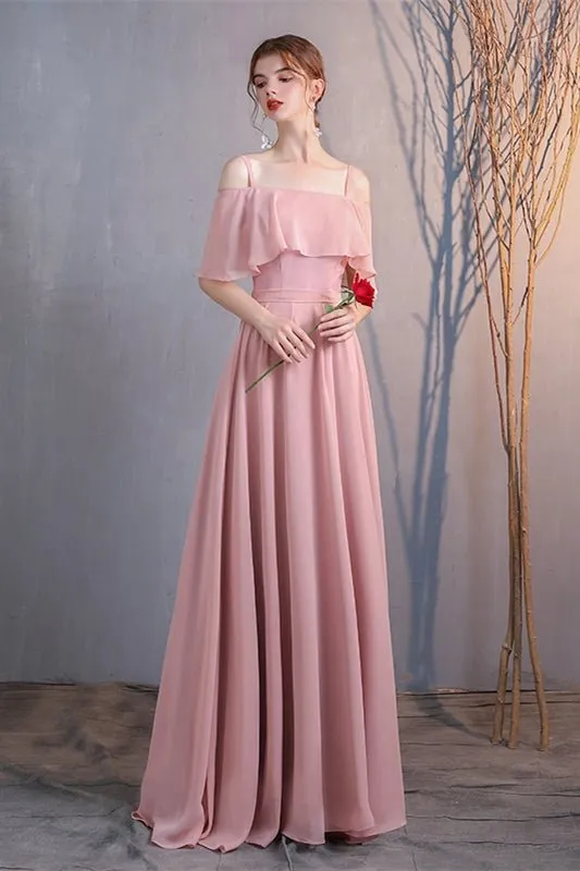 4 Styles Rust Orange Chiffon Long Mismatched Bridesmaid Dresses