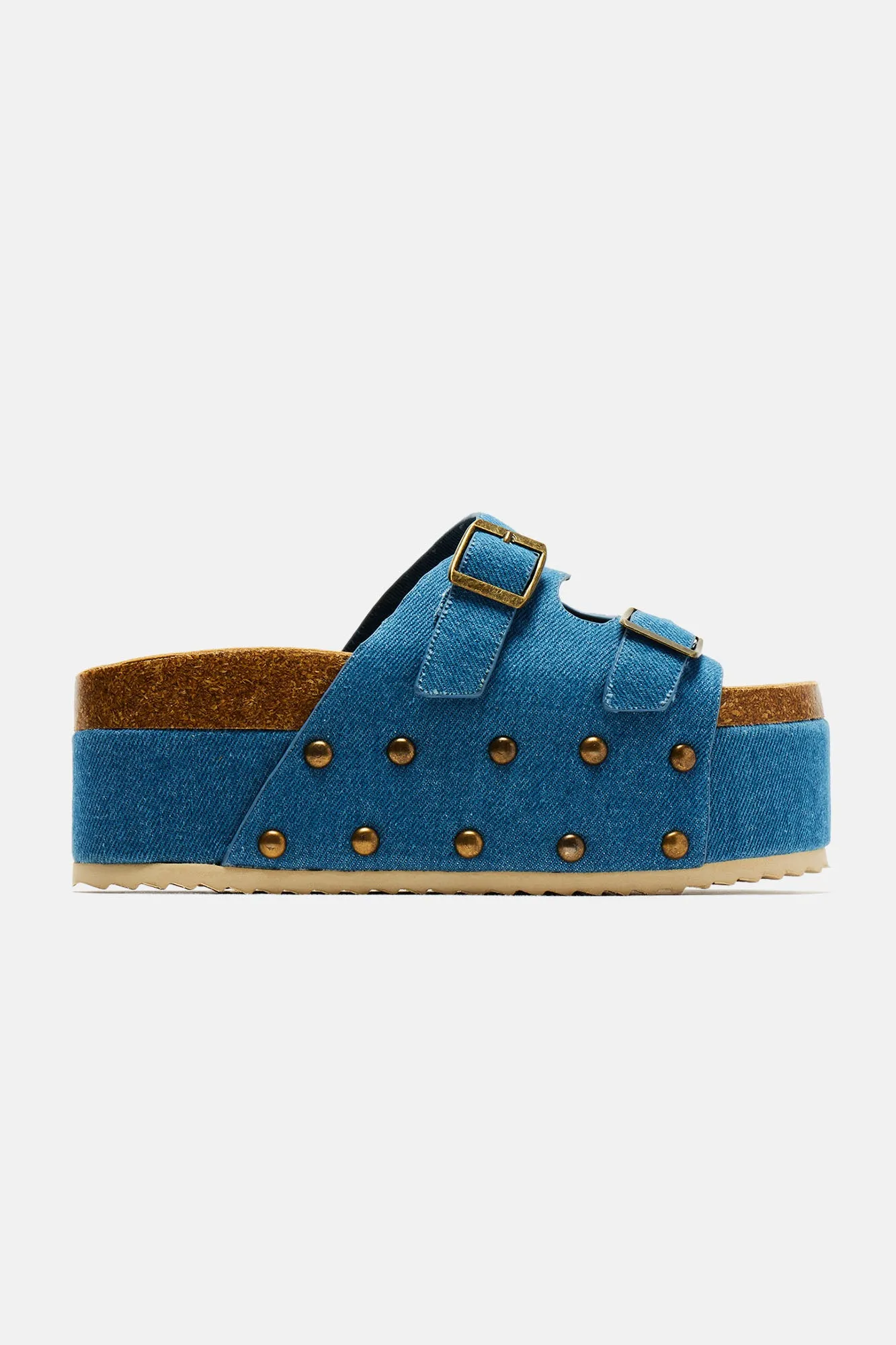 Aryanna Platform Slides - Denim