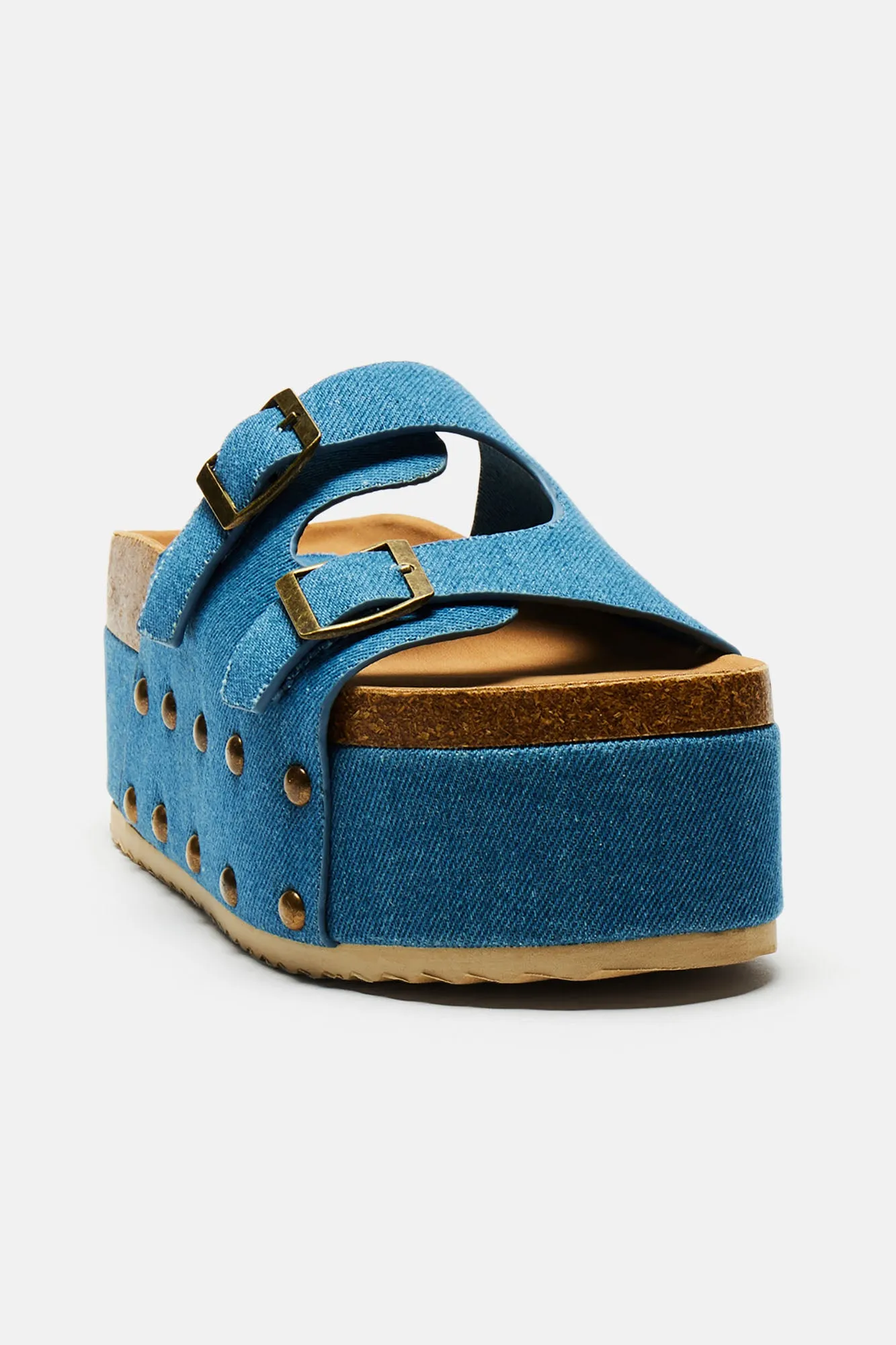 Aryanna Platform Slides - Denim
