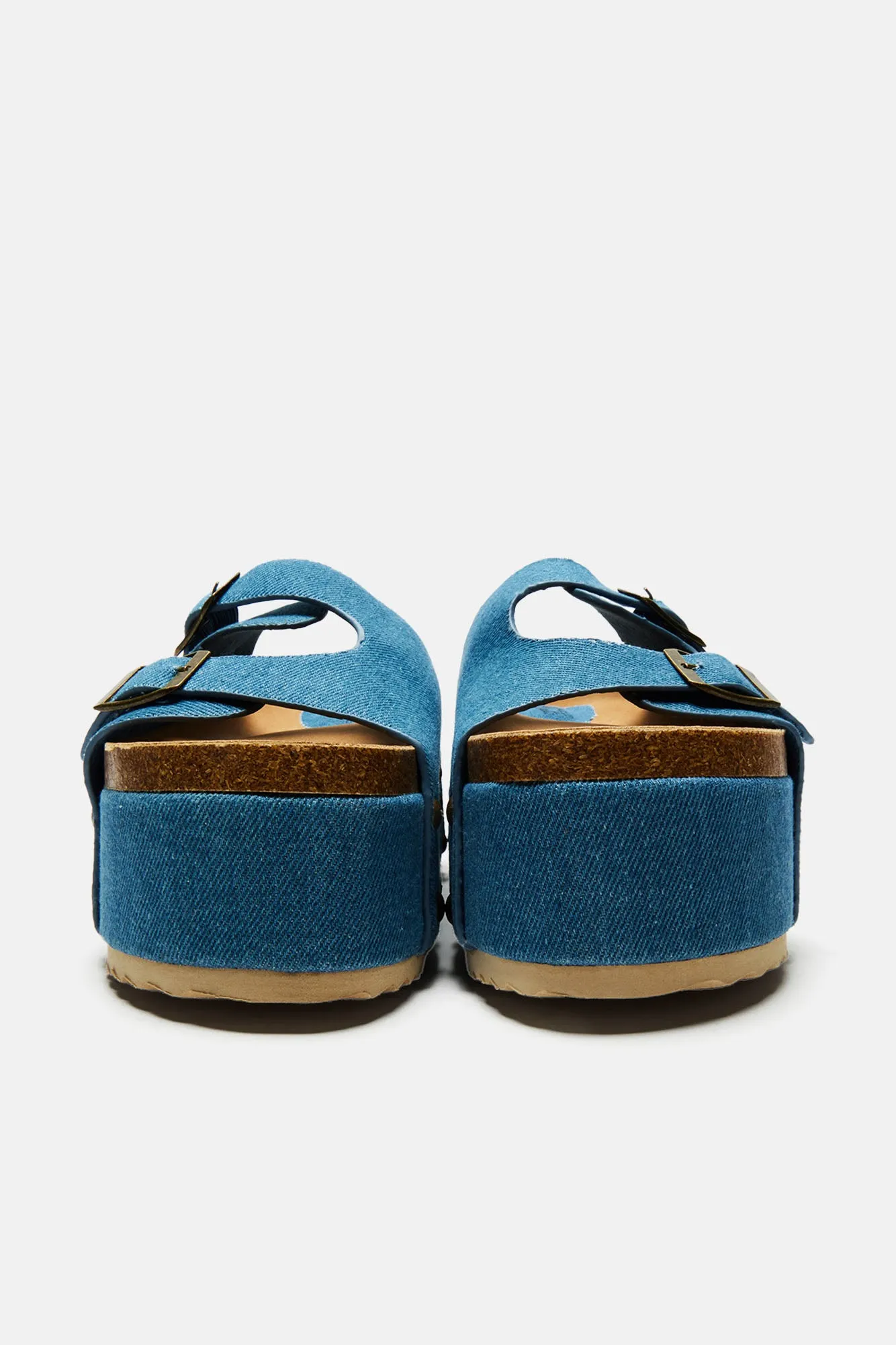 Aryanna Platform Slides - Denim