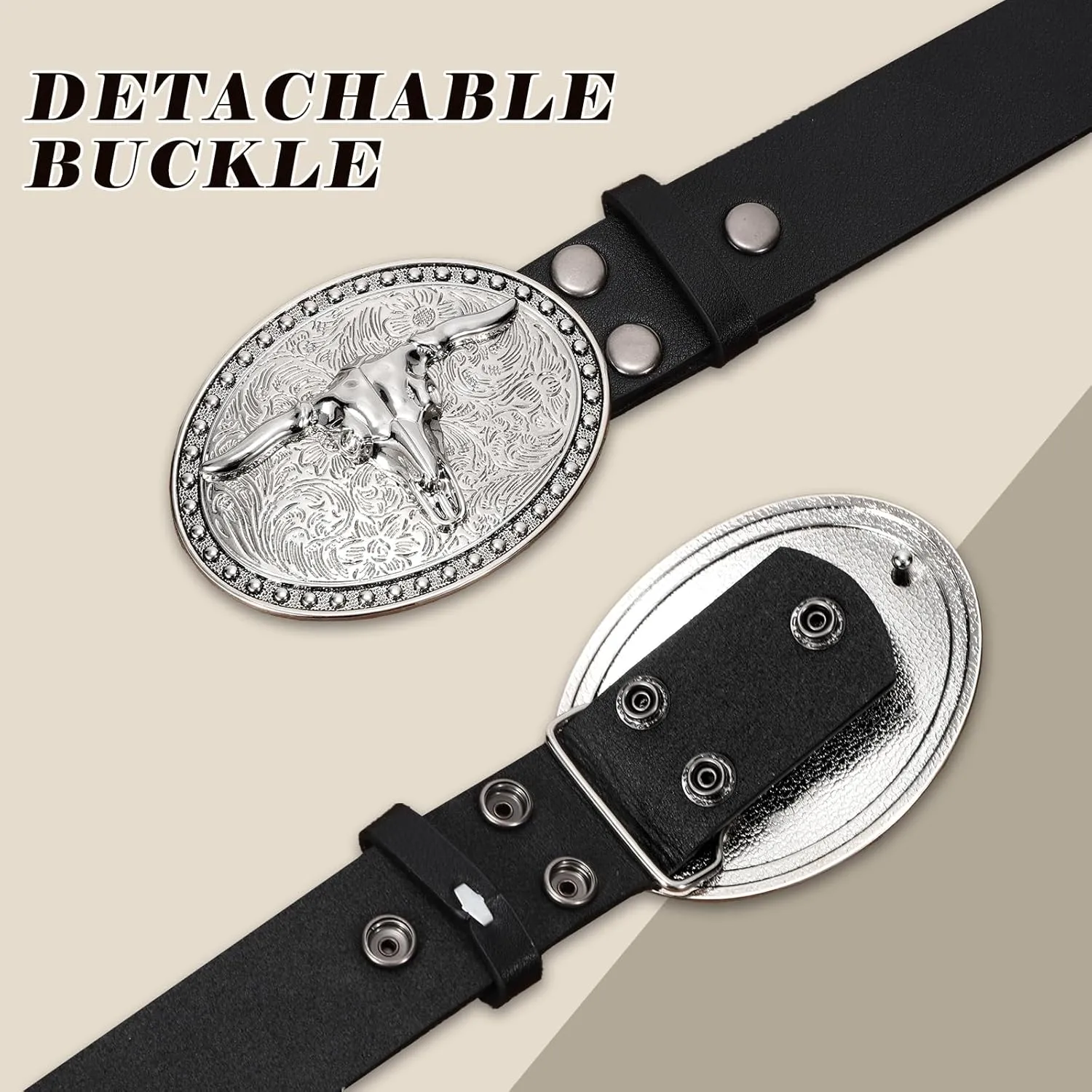Cowboy Cowgirl Belts for Women Men Western Belts Punk Goth Belt PU Leather Belt With Western Buckle