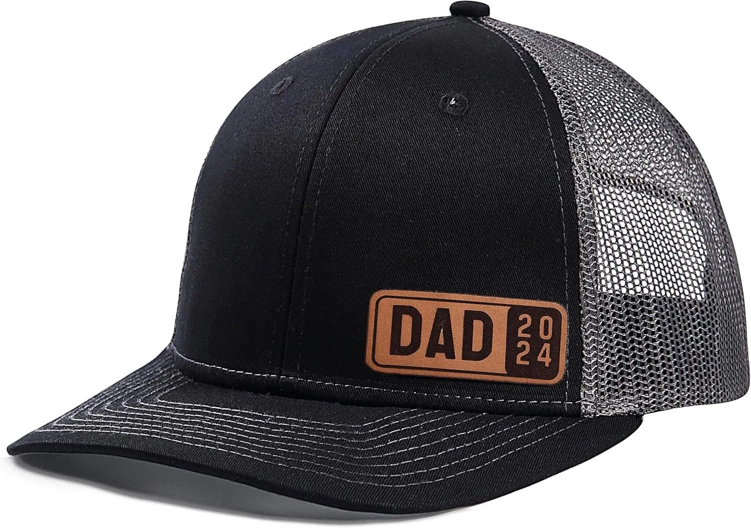 Dad Est 2023 2024 2025 Hat for Men Customization Leather Patch Trucker Hat