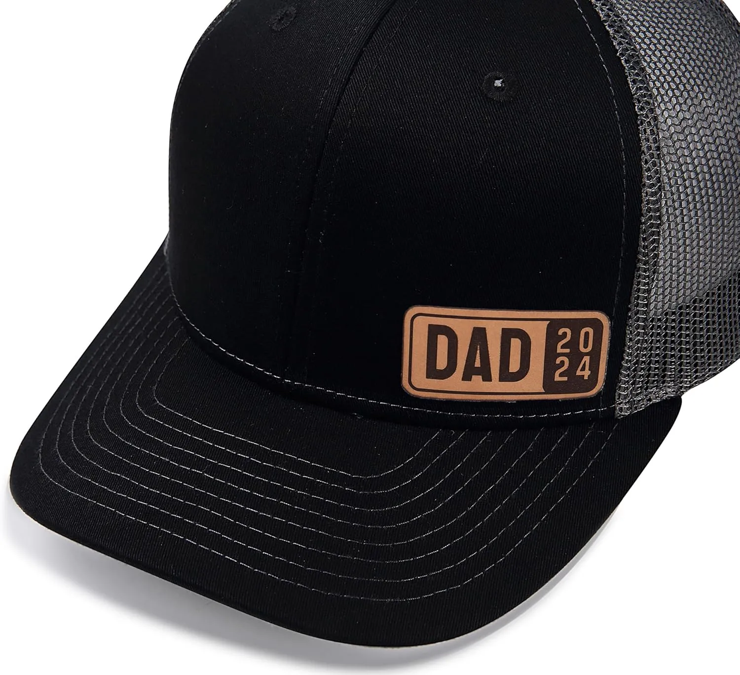 Dad Est 2023 2024 2025 Hat for Men Customization Leather Patch Trucker Hat