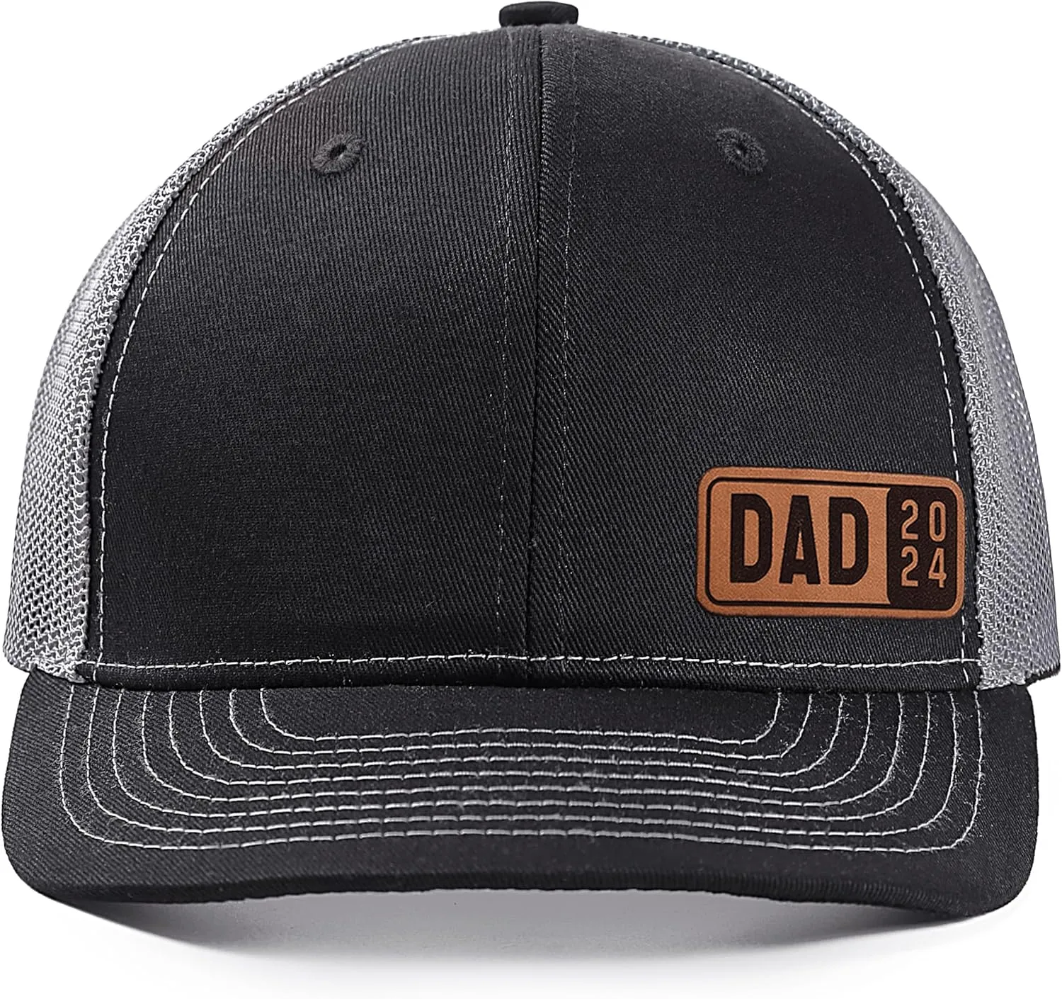 Dad Est 2023 2024 2025 Hat for Men Customization Leather Patch Trucker Hat