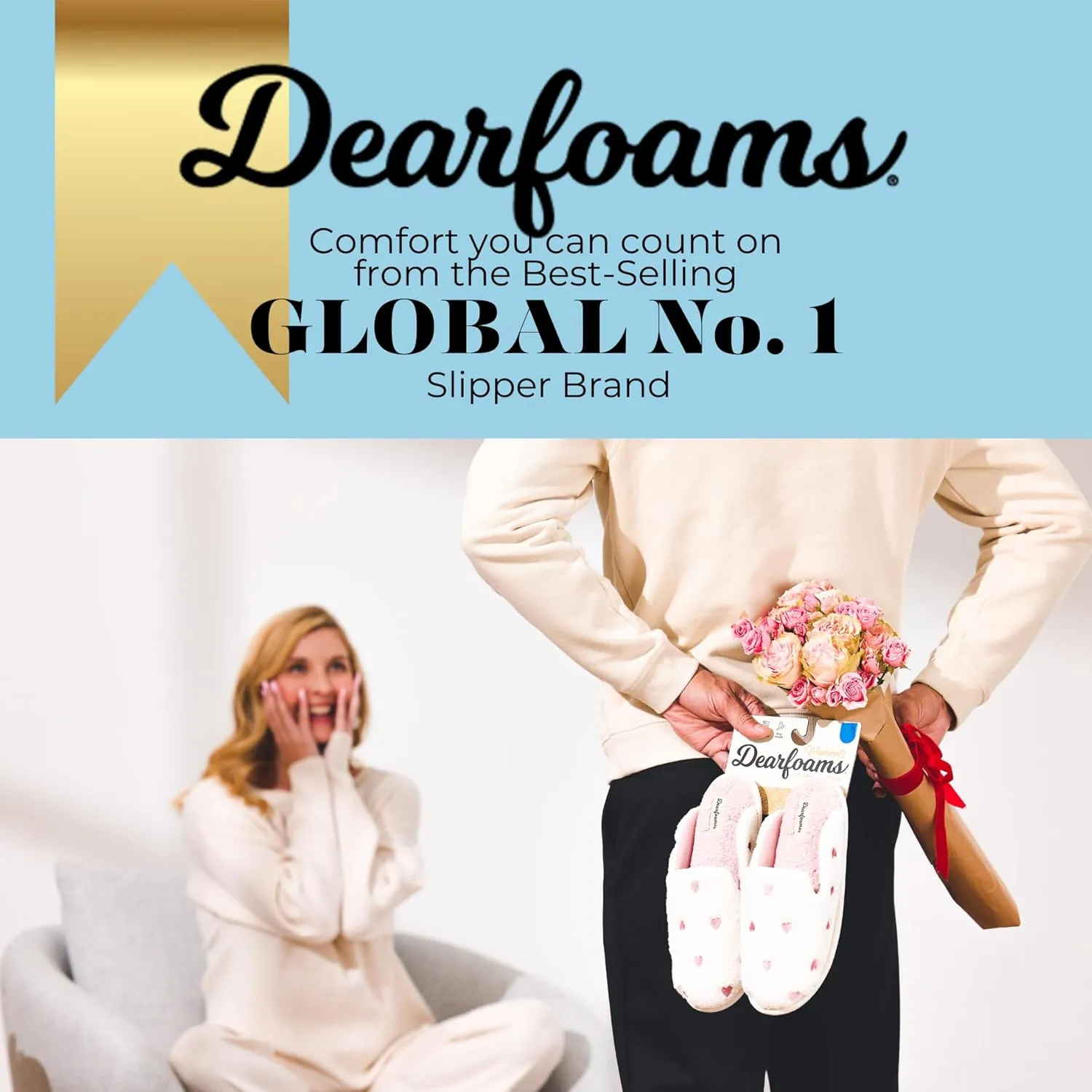 Dearfoams Women's Fuzzy Mom Easter Valentines Mothers Day Slippers