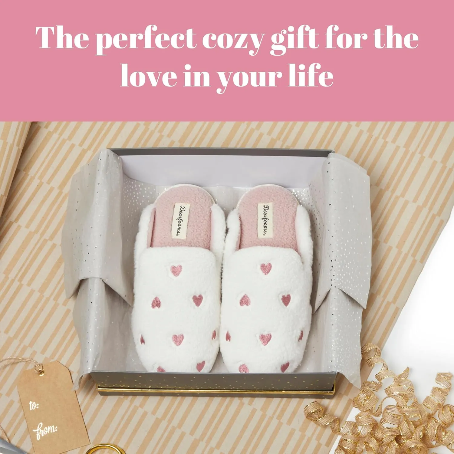 Dearfoams Women's Fuzzy Mom Easter Valentines Mothers Day Slippers