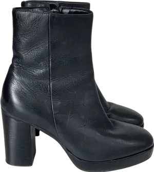 Dune Black Pella Platform Leather Ankle Boots UK 4 EU 37 👠