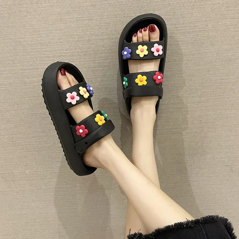 EVA Women Sandals Round Head Flower Comfor Open Toes Platform Designer Slides Fashion Slip