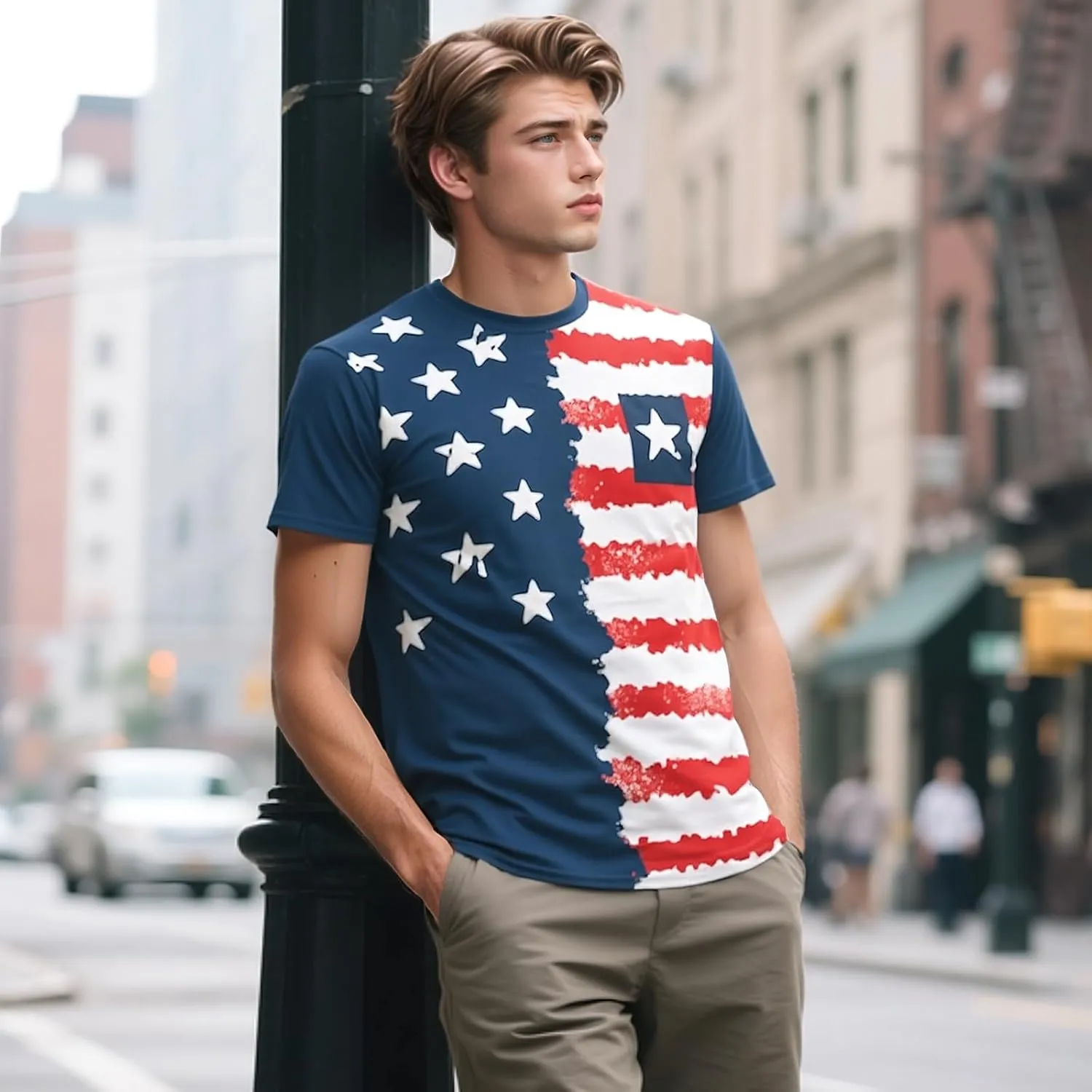 Evankin Mens 4th of July T Shirts American Flag Patriotic Short Sleeve Tees Funny Novelty USA Tops Independence Day