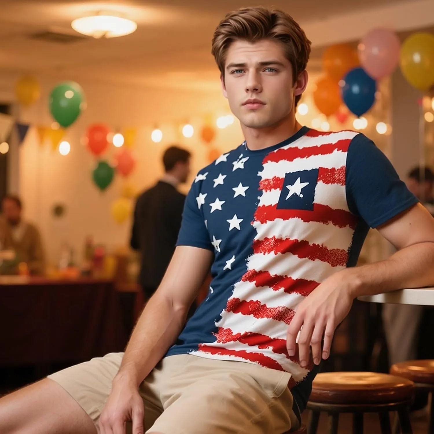 Evankin Mens 4th of July T Shirts American Flag Patriotic Short Sleeve Tees Funny Novelty USA Tops Independence Day