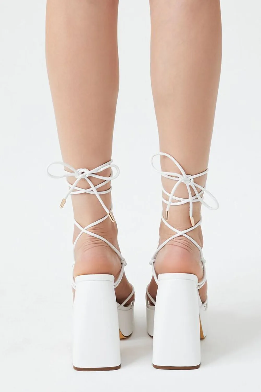 Forever 21 Lace Up Platform Heel Shoes, White
