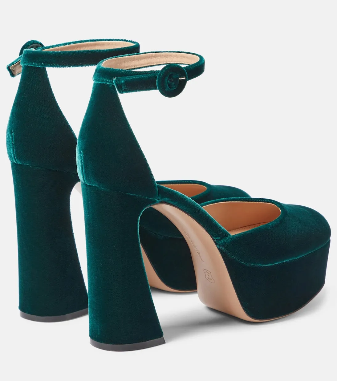 Gianvito Rossi velvet holly d'orsay platform shoes, green