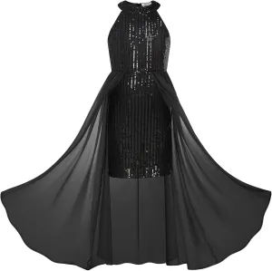 GRACE KARIN Girls Halter Neck Sequin Dress 6-14Y Kids Fancy Formal Party Prom Sparkly Pageant Birthday Graduation Dresses