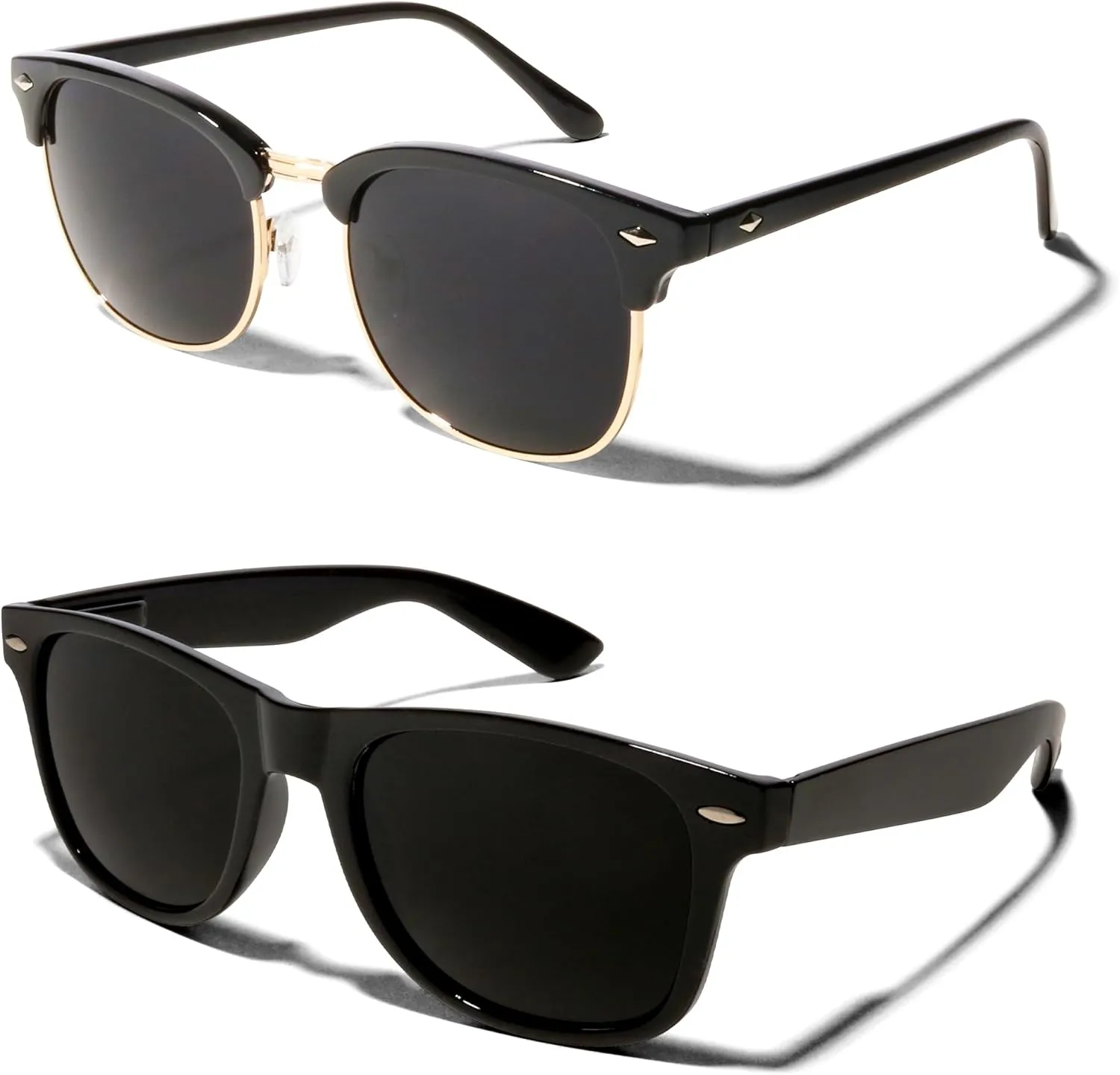 ShadyVEU Super Dark Black Sunglasses UV Protection Lens Spring Hinge 80s Vintage Retro Inspired Shades