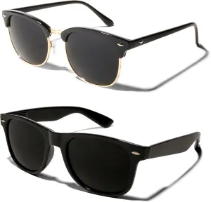 ShadyVEU Super Dark Black Sunglasses UV Protection Lens Spring Hinge 80s Vintage Retro Inspired Shades