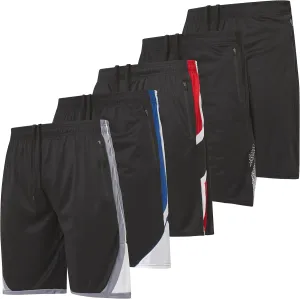 Ultra Performance Mens 5 Pack Athletic Running Shorts, Basketball Gym Workout Shorts for Men with Zippered Pockets